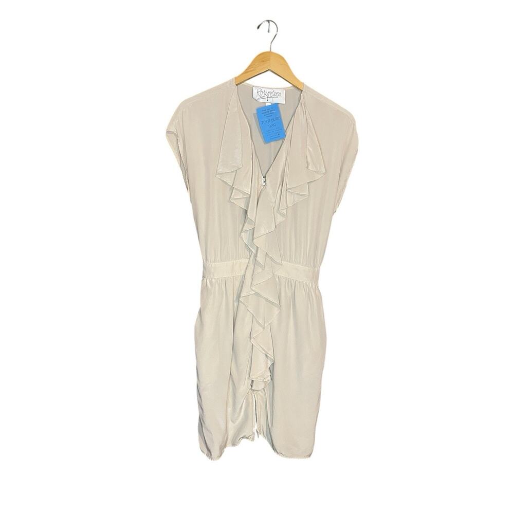 Rory Beca Silk Cream Dress M V-neck Frenulum Feminine Romantic Minimalist Boho